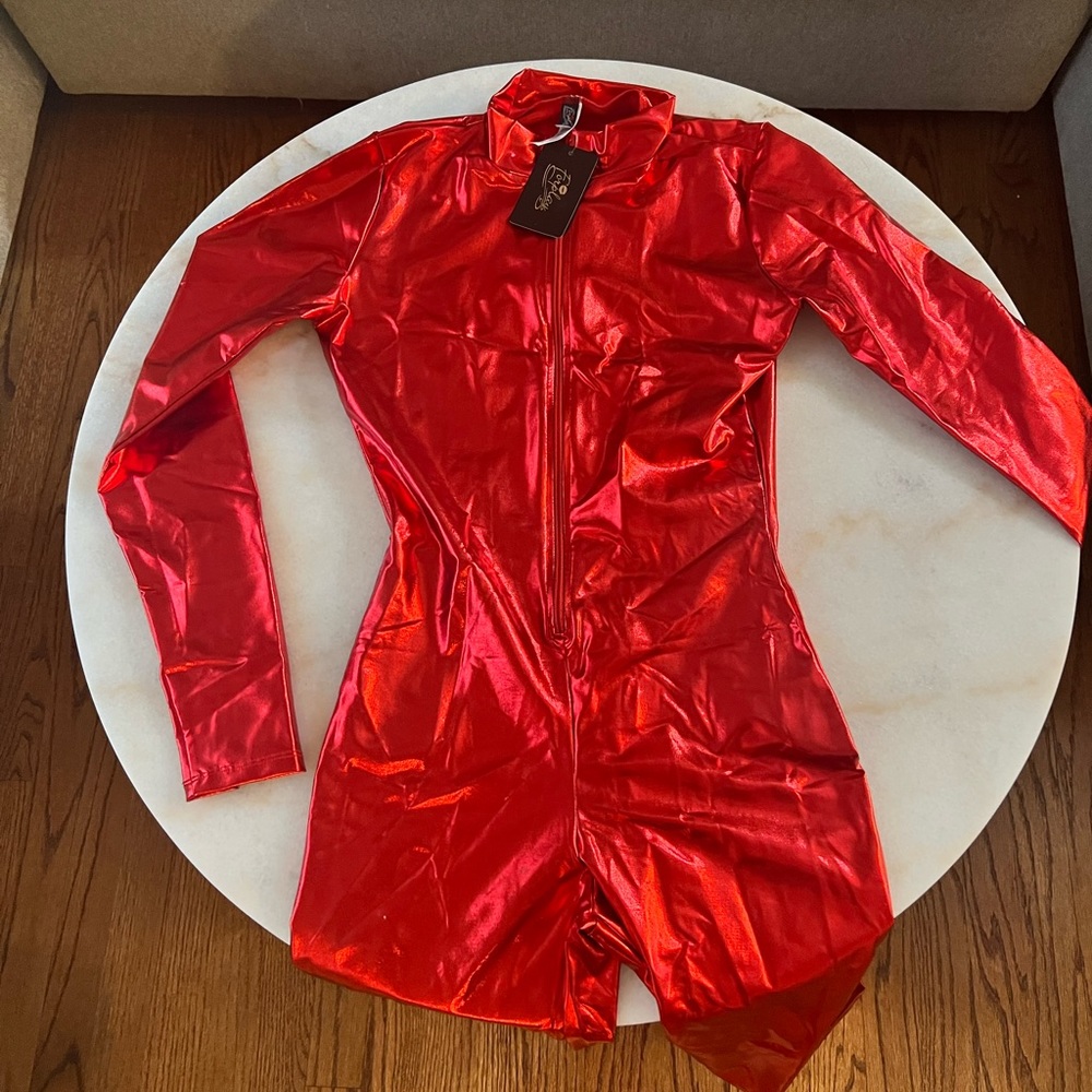 Red Metallic Jumpsuit